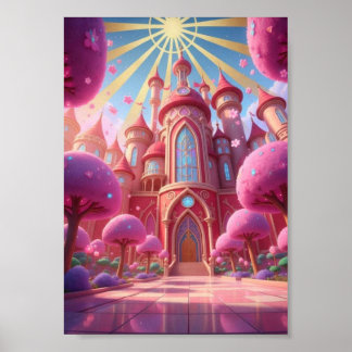 Magical Fantasy Kingdom Pastel Castle Poster