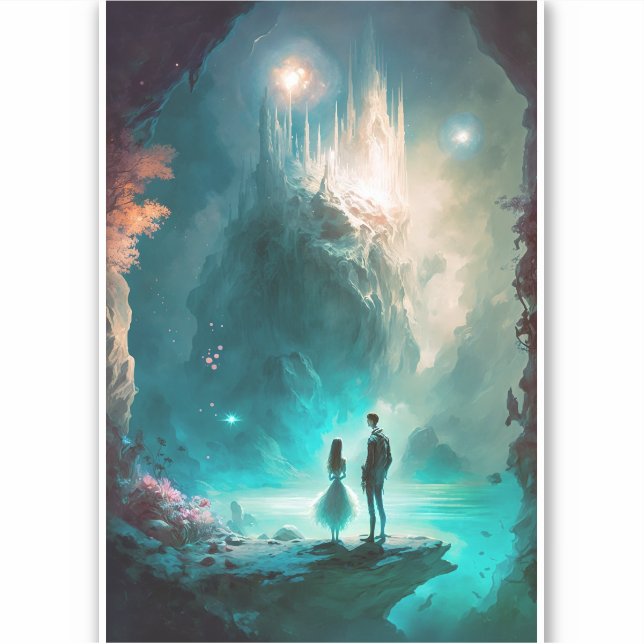 Magical Fantasy Landscape Art Sticker (Front)