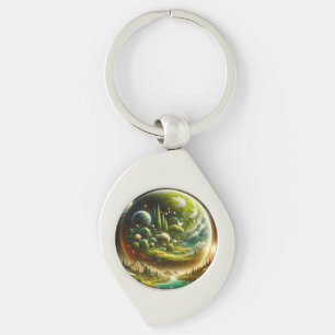 Magical Fantasy Planet With Celestial Nature Key Ring