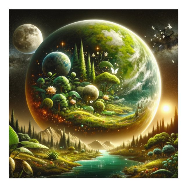 Magical Fantasy Planet With Celestial Nature Photo Print (Front)
