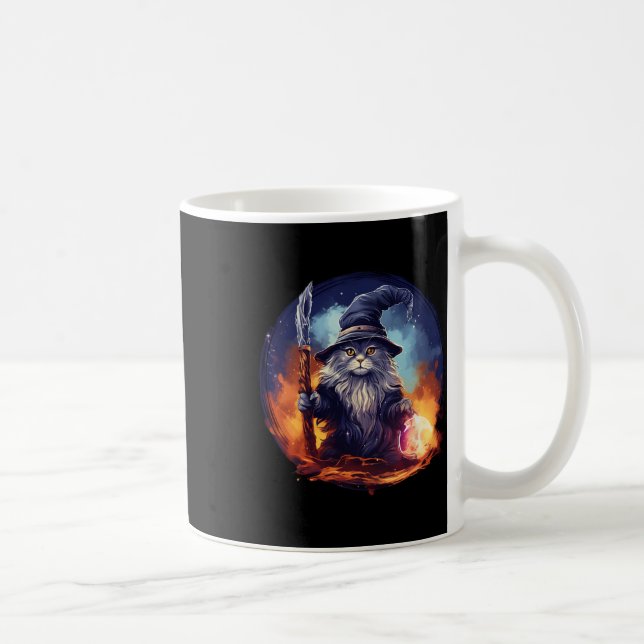 Magical Feline Sorcerer Enchanting Wizard Cat  Coffee Mug (Right)