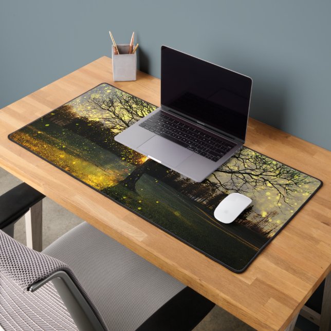 Magical fireflies dreamy landscape desk mat (Office 2)