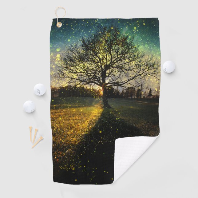 Magical fireflies dreamy landscape golf towel (InSitu)