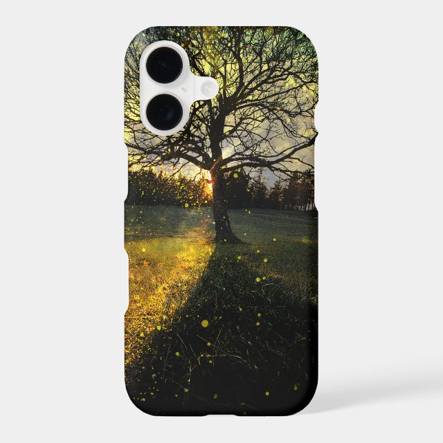 Magical fireflies dreamy landscape iPhone case (Back)