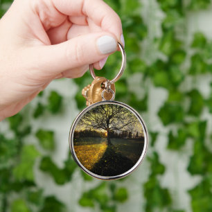 Magical fireflies dreamy landscape key ring