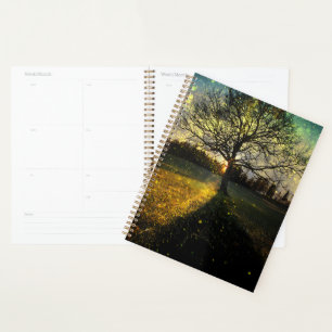 Magical fireflies dreamy landscape planner