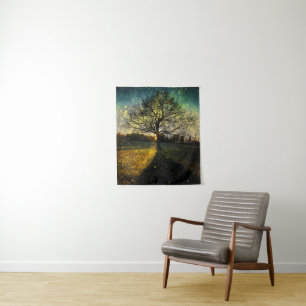 Magical fireflies dreamy landscape tapestry