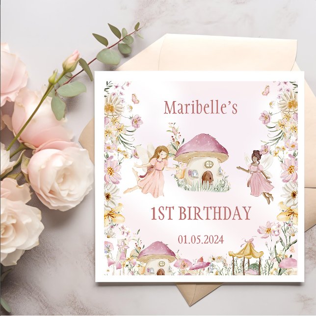 Magical Floral Fairy Birthday Napkins (Creator Uploaded)