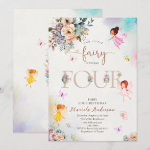 Magical Floral Fairy Princess is turning four wat Invitation