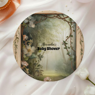 Magical Floral Forest Baby Shower Paper Plate