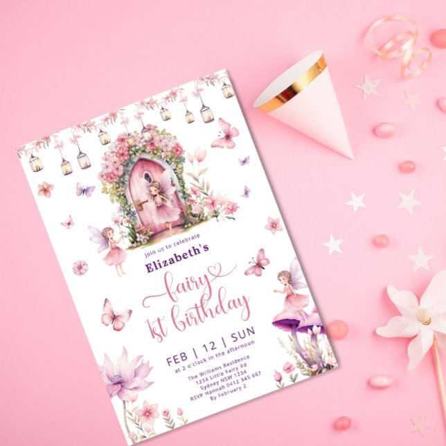 Magical Floral Garden Fairy 1st Birthday Party Invitation (Creator Uploaded)