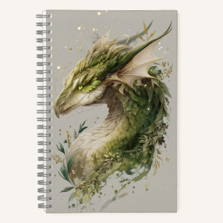 Magical Floral Green Dragon Journal