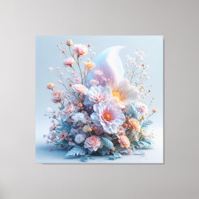 Magical Floral Scene Featuring Glowing Roses Canvas Print (Front)