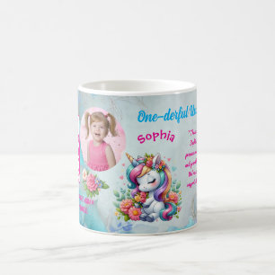 Magical Floral Unicon Kids Birthday Barcode Favour Coffee Mug