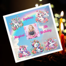 Magical Floral Unicorn Photo Kids Birthday Party 