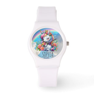 Magical Floral Unicorn Trendy Name Girly Gift Watch