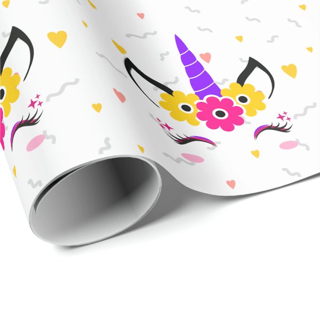 Magical Floral Unicorn Wrapping Paper (Roll Corner)