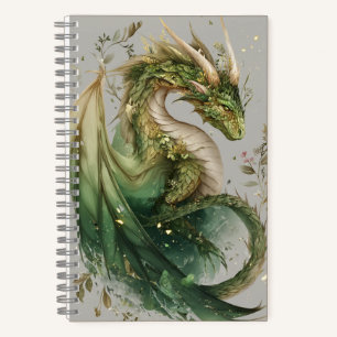 Magical Floral Vine Green Dragon Journal