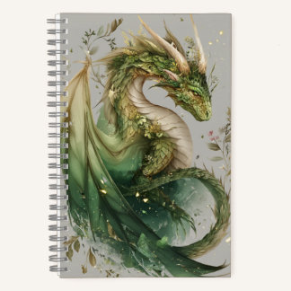 Magical Floral Vine Green Dragon Journal