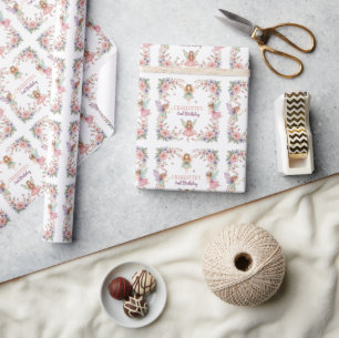 Magical flower fairy 2nd birthday wrapping paper