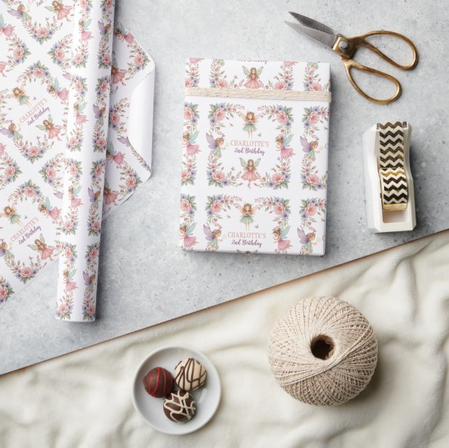 Magical flower fairy 2nd birthday wrapping paper (Crafts)