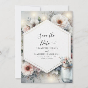 Magical Flowers Mason Jar Wedding Save The Date