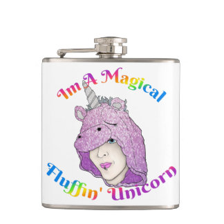 Magical Fluffin Unicorn Vinyl Wrapped Flask