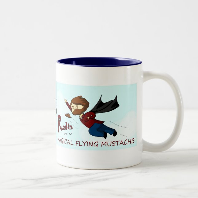 Magical flying moustache Two-Tone coffee mug (Right)