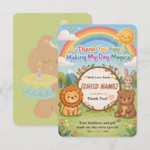 Magical Forest Animals Birthday Thank You Card