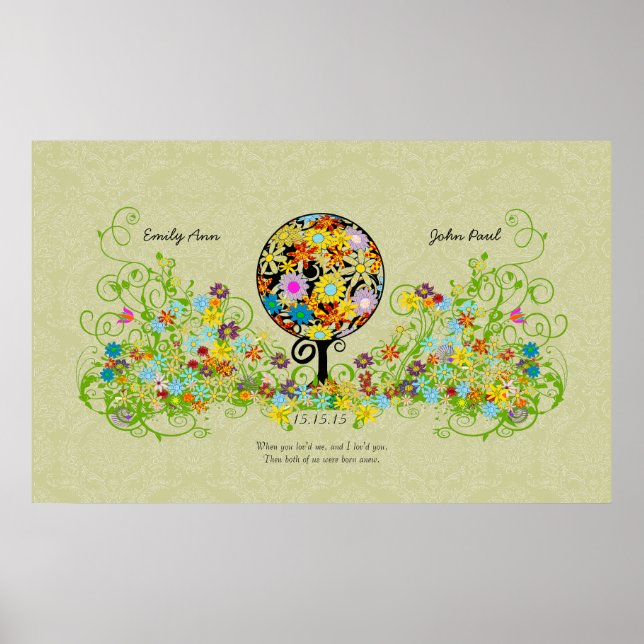 Magical Forest Circle of Love Flower Tree Wedding Poster (Front)