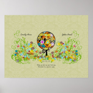 Magical Forest Circle of Love Flower Tree Wedding Poster