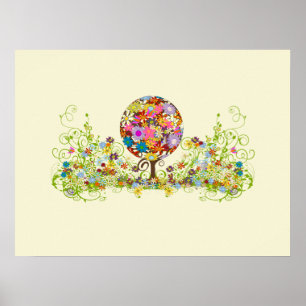 Magical Forest Circle of Love Flower Tree Wedding Poster