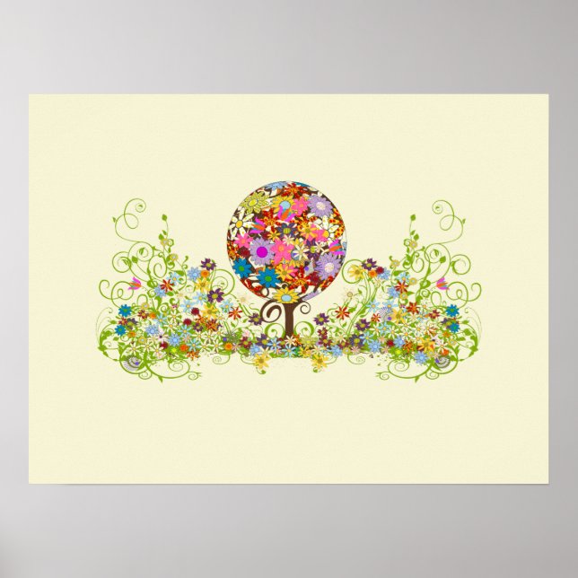 Magical Forest Circle of Love Flower Tree Wedding Poster (Front)