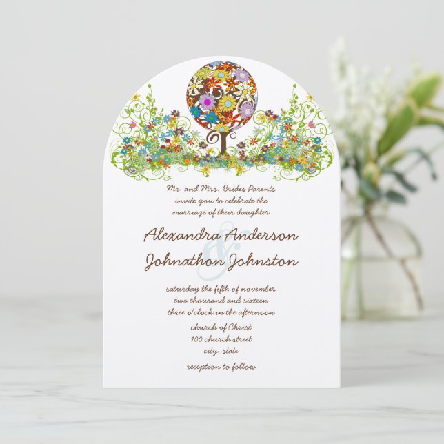Magical Forest Circle of Love Wedding Invitations (Standing Front)