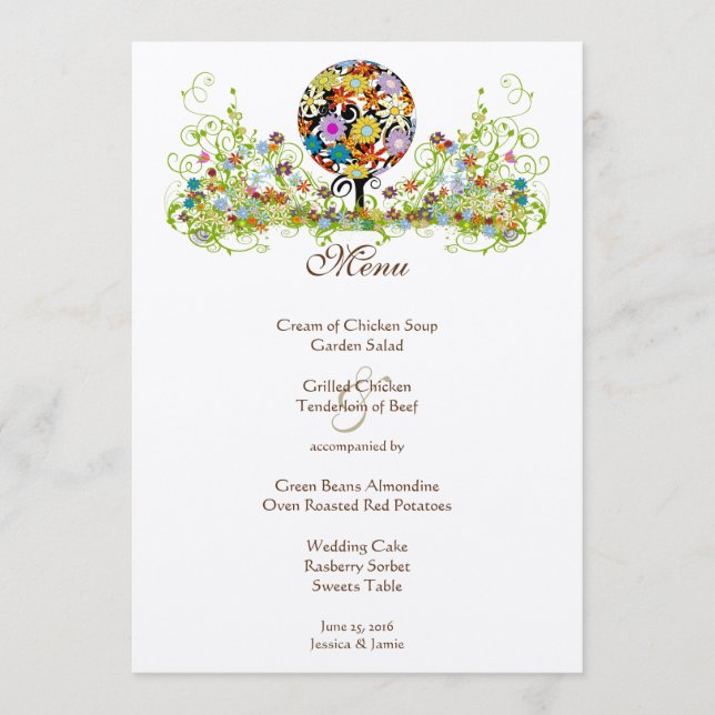 Magical Forest Circle of Love Wedding  Menu (Front)