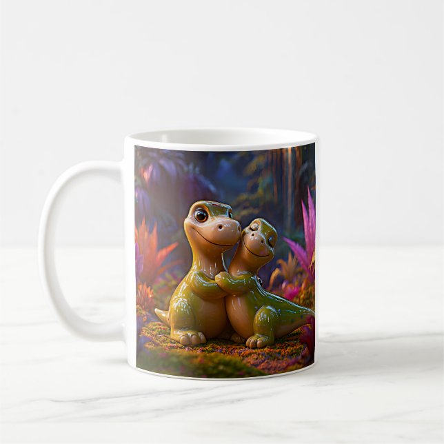 Magical Forest Dino Hug Coffee Mug (Left)