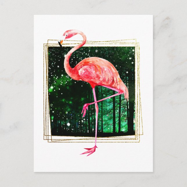 Magical Forest Flamingo Postcard (Front)