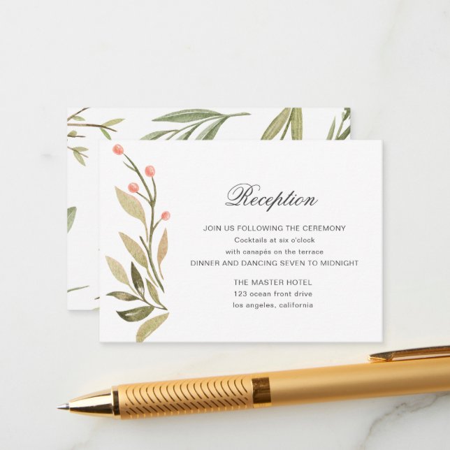 Magical Forest Floral Reception Enclosure Card (Front/Back In Situ)