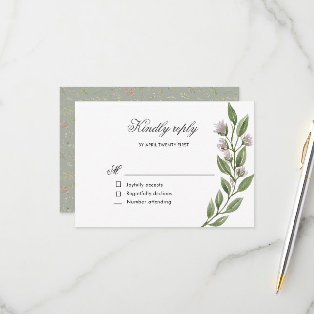 Magical Forest Floral RSVP Card (Front/Back In Situ)