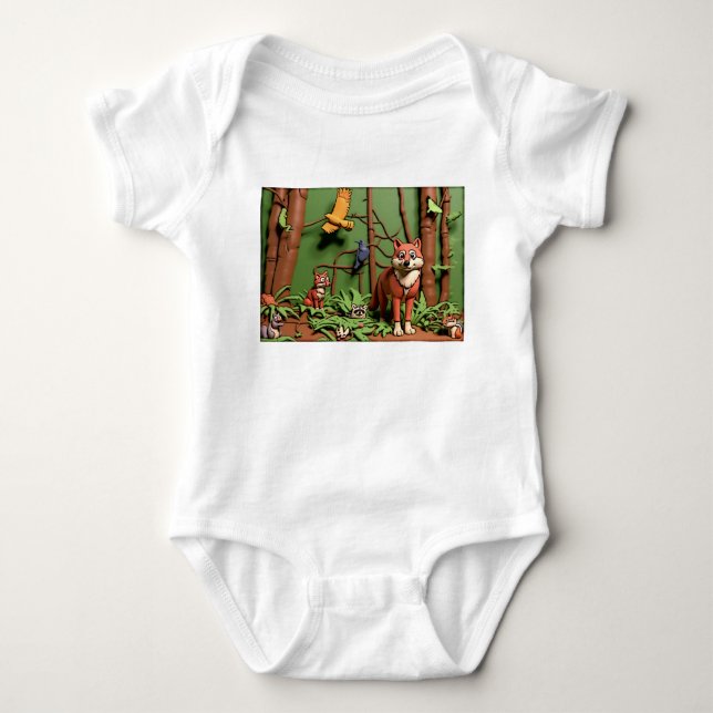 Magical Forest - Forest Animals Baby Bodysuit (Front)