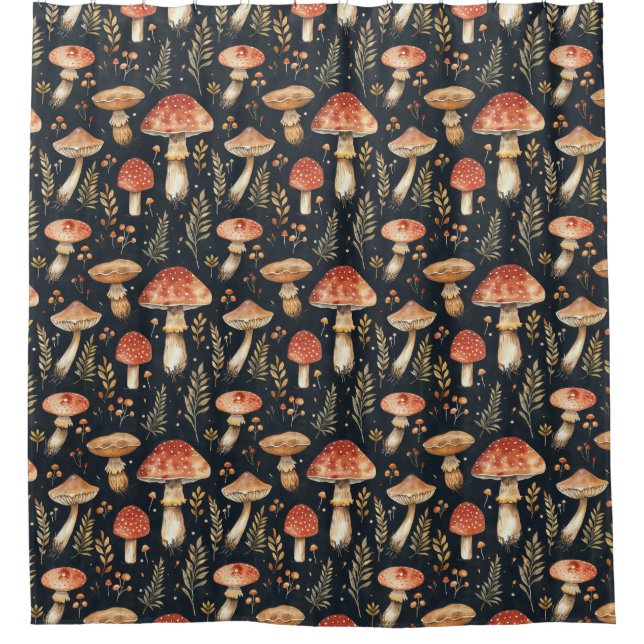 Magical Forest Mushroom Shower Curtain (Front)