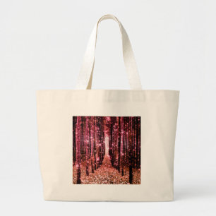Magical Forest Path Pink Peach Large Tote Bag