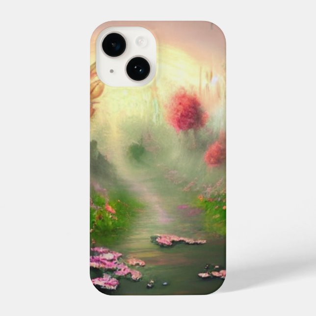 Magical Forest Path with Glowing Sunset iPhone Case (Back)