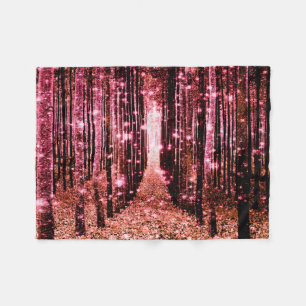 Magical Forest Peach Pink Fleece Blanket