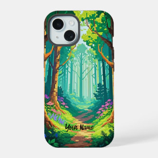 Magical Forest Pixel Art Personalised Name  iPhone 15 Case