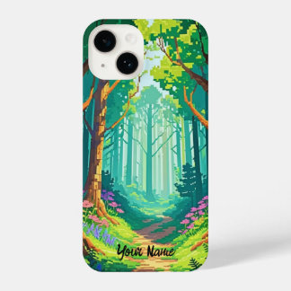 Magical Forest Pixel Art Personalised Name  iPhone 14 Case