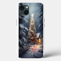 Magical Forest Snow Winter Merry Christmas Tree