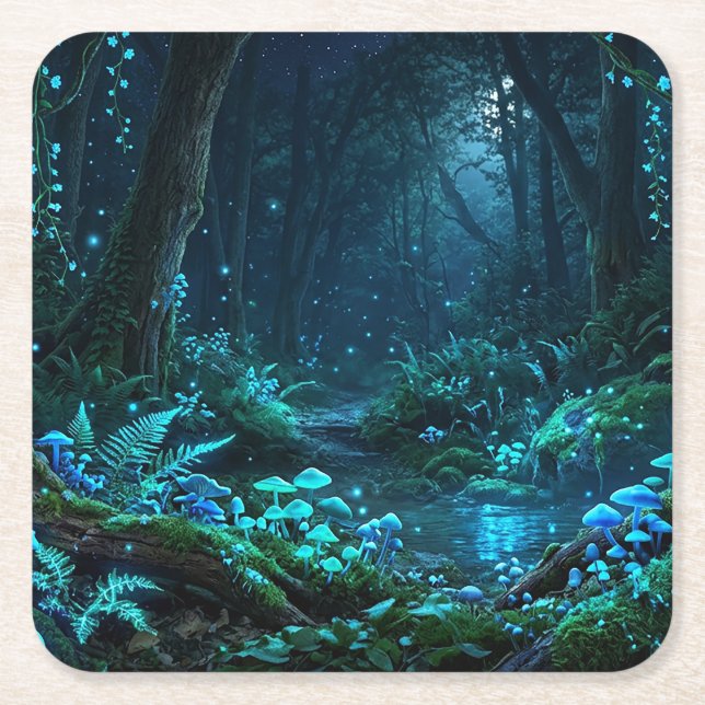 Magical Forest Square Paper Coaster (Front)