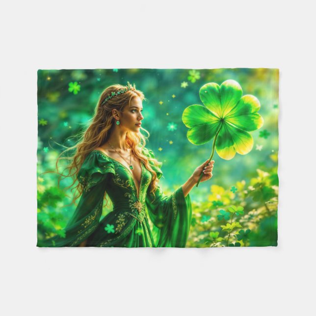 Magical forest St Patrick day nature fairy art Fleece Blanket (Front (Horizontal))