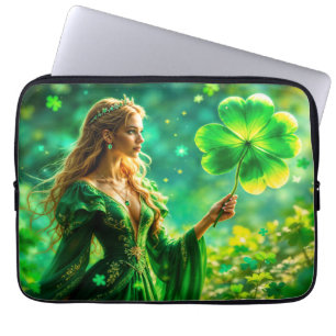 Magical forest St Patrick day nature fairy art Laptop Sleeve